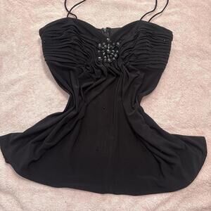 vintage beaded ruched tank top